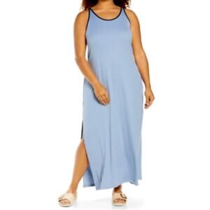 Treasure & Bond 1X Blue Ribbed Maxi Dress Tank With Slit New With Tags